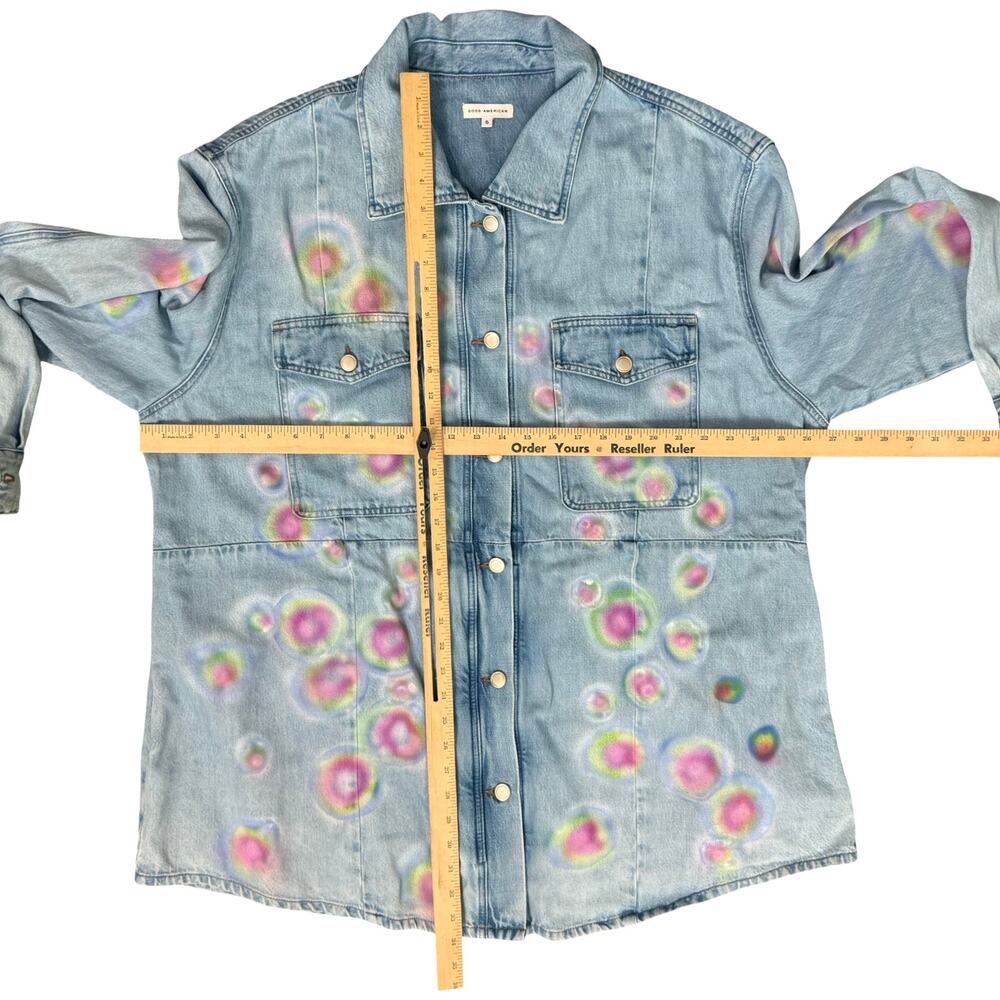 Good American Custom Rainbow Blue Denim Redesign Shacket Jacket size 5 / XXL - Picture 11 of 11